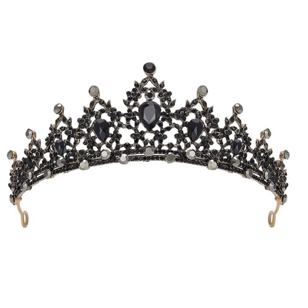 NWOT- Gold Tone Tiara With Black Crystals